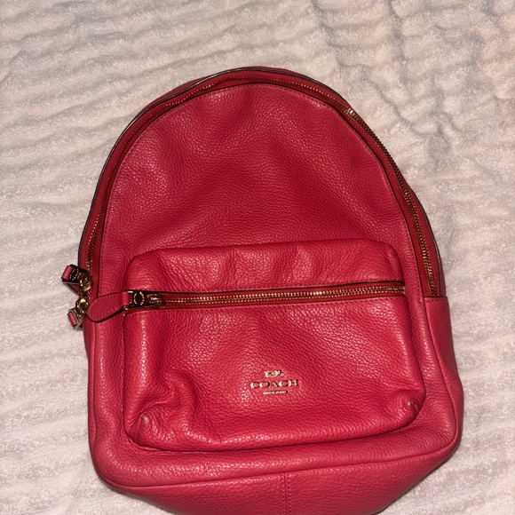 Coach Pink Leather Backpack - Picture 1 of 5